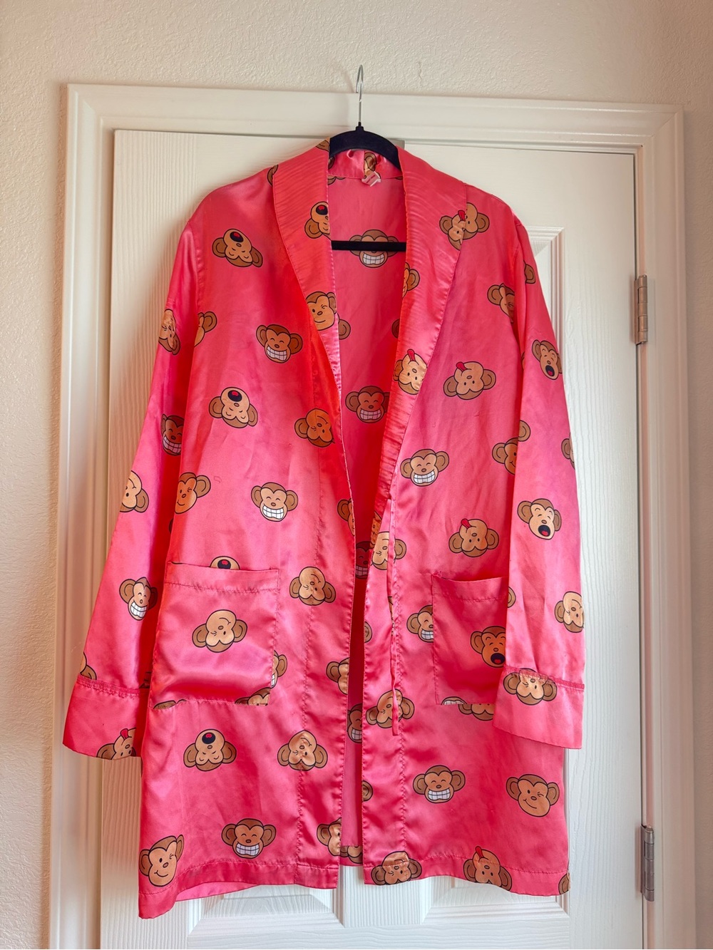 Aeropostale Vintage Pink Monkey-Print Satin Robe